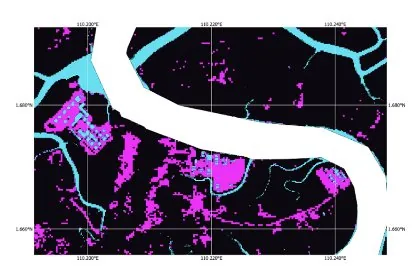 Satellite-derived map of aquaculture ponds along river systems